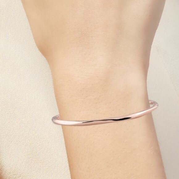 IPPOLITA ROSÉ GOLD PLATED STERLING SILVER SQUIGGLE BANGLE BRACELET - Picture 7 of 7